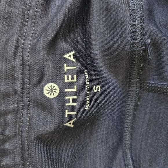 Athleta Athletic Womens Crop Leggings Capris Small S Blue Colorblock Pockets - Picture 9 of 9